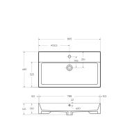 Раковина керамическая MOLVENO 46 80х46,5х13 Bianco CZR-MIL-80-LVB CEZARES