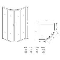 Душевой угол раздвижной полукруглый Veconi  RV02-90PL-02-19C1 880x880x1950