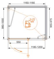 Душевой уголок, прямоугольный. VERONA-W-AH-1-120/100-P-Cr-R 1200x1000x1950 Cezares