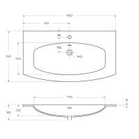Раковина из искусственного мрамора ELETTRA 101x52 Bianco 50195 CEZARES