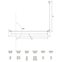Душевой угол раздвижной прямоугольный RV033-90100-01-C7 900х1000х1950 Цвет профиля Хром Стекло Прозрачное Veconi