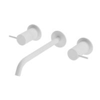 Смеситель для раковины встраиваемый на три отверстия, длина излива 20 см, с донным клапаном Ручка "антикапля" LEAF-BLI3L-20-L-BIO Белый матовый ручка  Белый матовый Cezares