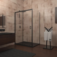 Душевой угол раздвижной прямоугольный RV046B-110120-01-C5 1100х1200х1950 Цвет профиля Чёрный  Стекло Прозрачное Veconi