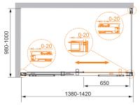 Душевой уголок, прямоугольный PREMIER-SOFT-W-AH-1-140/100-C-Cr-IV  1400x1000x2000 Cezares