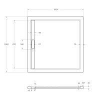 Поддон литой из искусственного мрамора, квадратный. TRAY-AS-A-100-30-W 1000x1000x30 Cezares